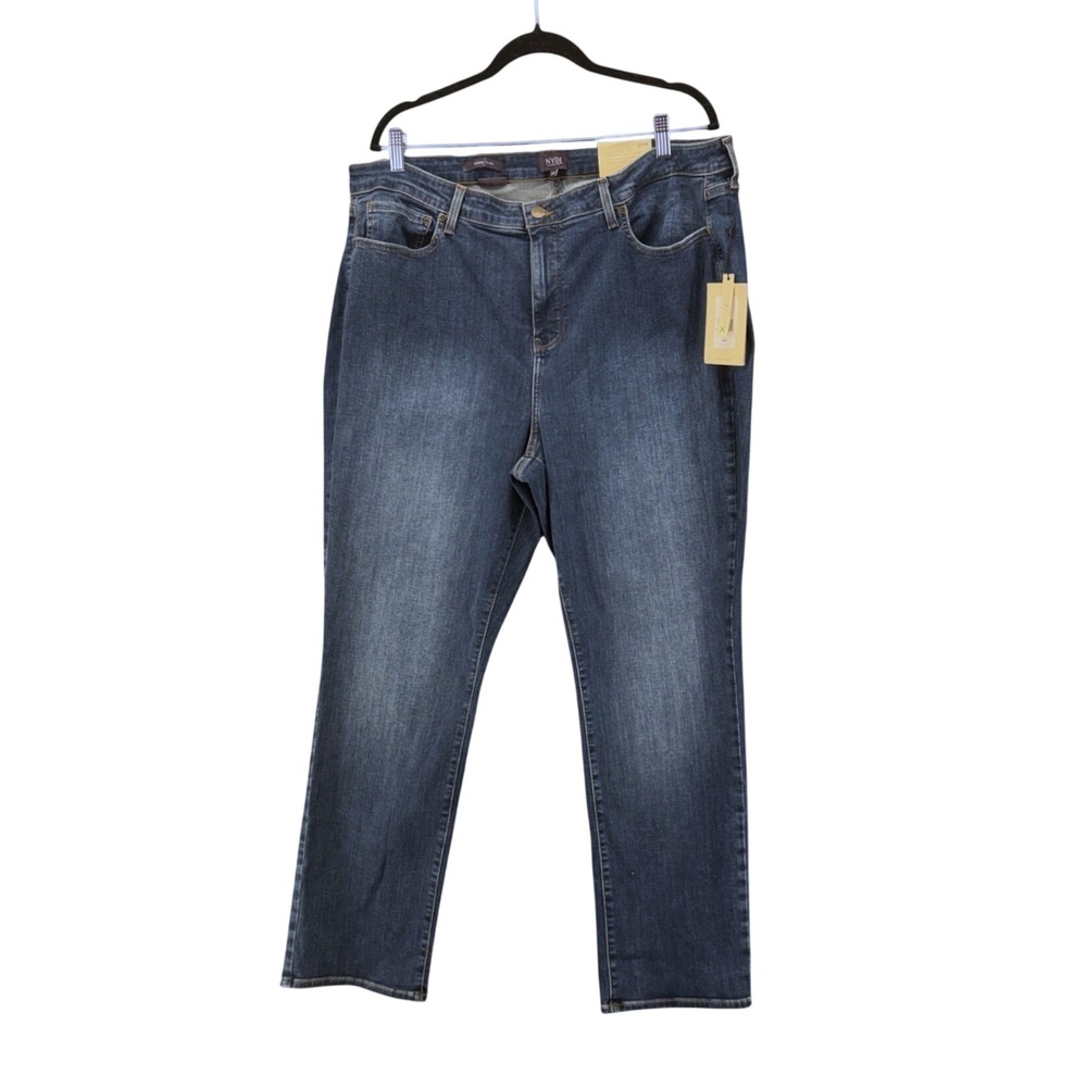 NYDJ Womans Jeans Size 20W Slim Straight Darkwash Midrise Slim Lifttuck Tech NWT